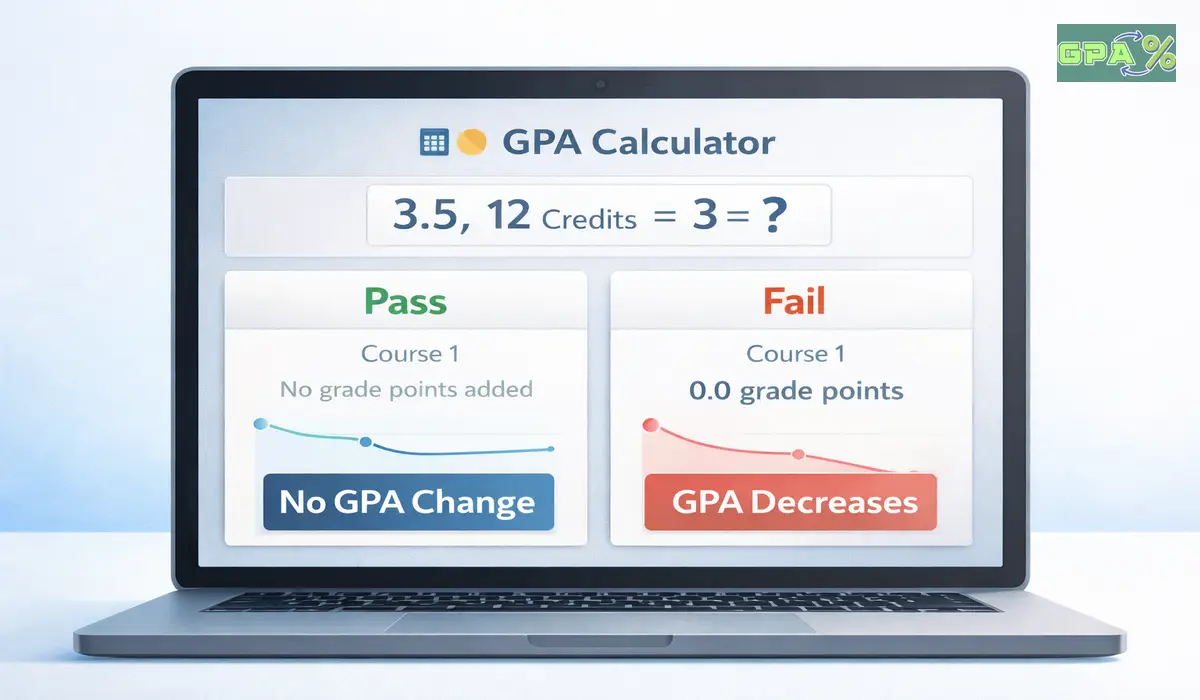 GPA calculator example showing pass and fail grade handling