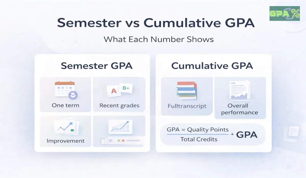Infographic comparing semester GPA and cumulative GPA in college