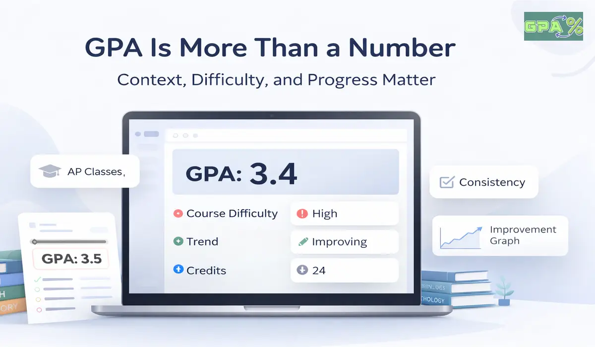 Visual showing why GPA meaning depends on context and course difficulty