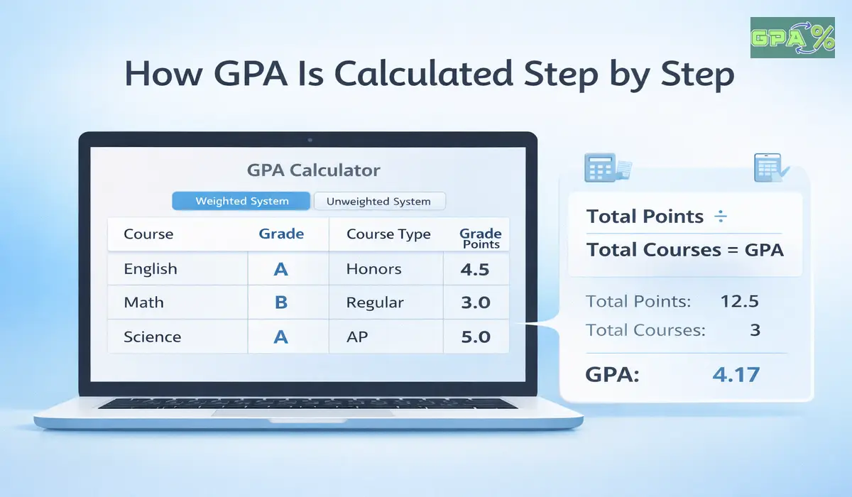 Step by step view of how high school GPA is calculated