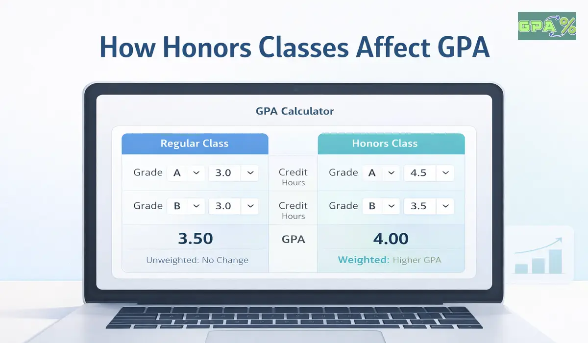 Visual explanation of how honors classes affect GPA values