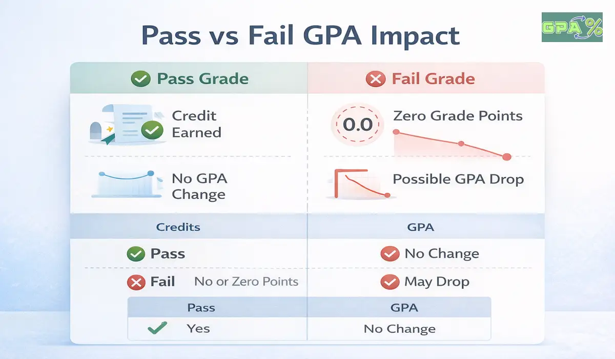 Comparison of how pass grades and fail grades affect GPA