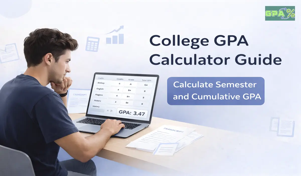 Student calculating college GPA from semester grades and credits