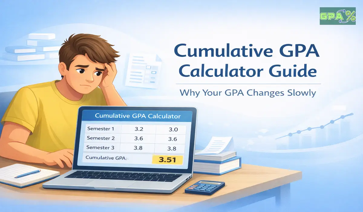Student reviewing cumulative GPA results after multiple semesters