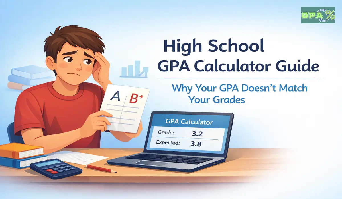 Student reviewing high school grades and GPA calculations