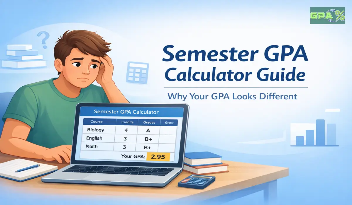 Student checking a semester GPA result after final grades
